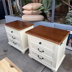 Antique Solid wood nightstands with three drawers