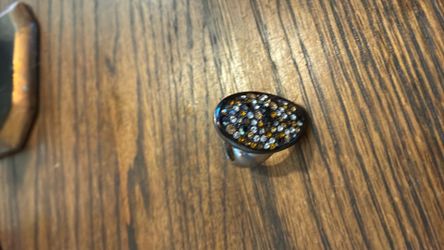 Large Multicolor Crystal Statement Ring – Silver Tone