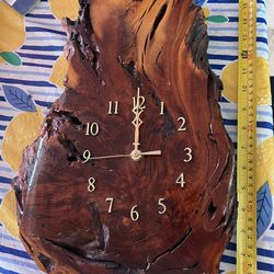 Antique Vintage Wall Clock Wood Burl Redwood Cherry Managing