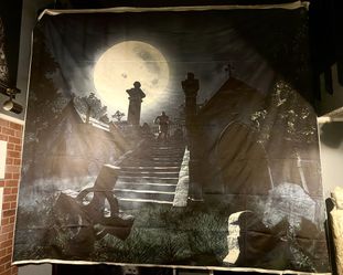 Halloween Haunted Cemetery Backdrop