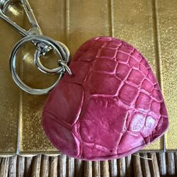 Authentic Crocodile Skin, Pink Heart Key