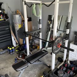 Power Rack Squat Rack Bench And Weights Package! 