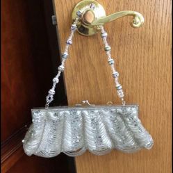 Silver Beaded Purse 