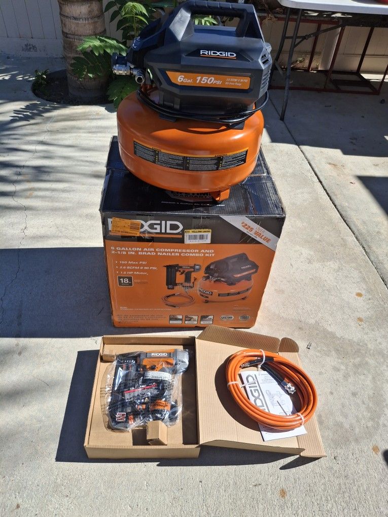 Ridgid 6 Gal. Air Compressor And 2-1/8 in. 18 Ga. Brad Nailer 