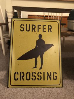 Metal Surfer crossing sign