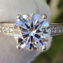 3 Carat Ct VS Brilliant Round Lab Grown Diamond Engagement Ring 14k