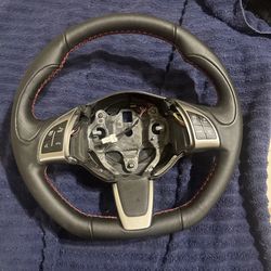 Fiat 500 Abarth Black Leather Steering Wheel W Red Stitching Oem 2012-2018