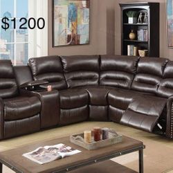 New Brown Recliner Sectional Couch / free Delivery