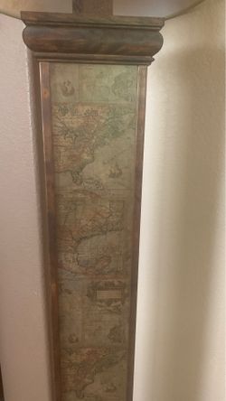 Antique world wrapped tall lamp