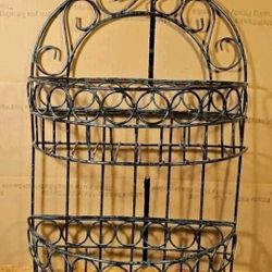 VINTAGE 2 TIER WIRE PLANT KNICK KNACK SHELF FREE STANDING SPICE RACK