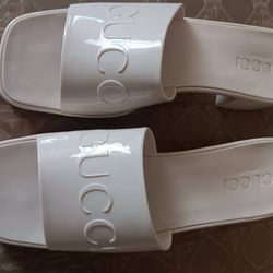 White Rubber Gucci Sandals 