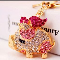 Pink Cartoon Pig Bag Charm/Keychain