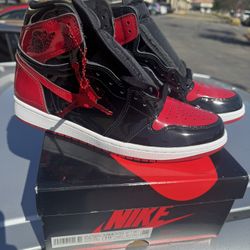 DS Bred Patent Leather Jordan 1 Size 10.5