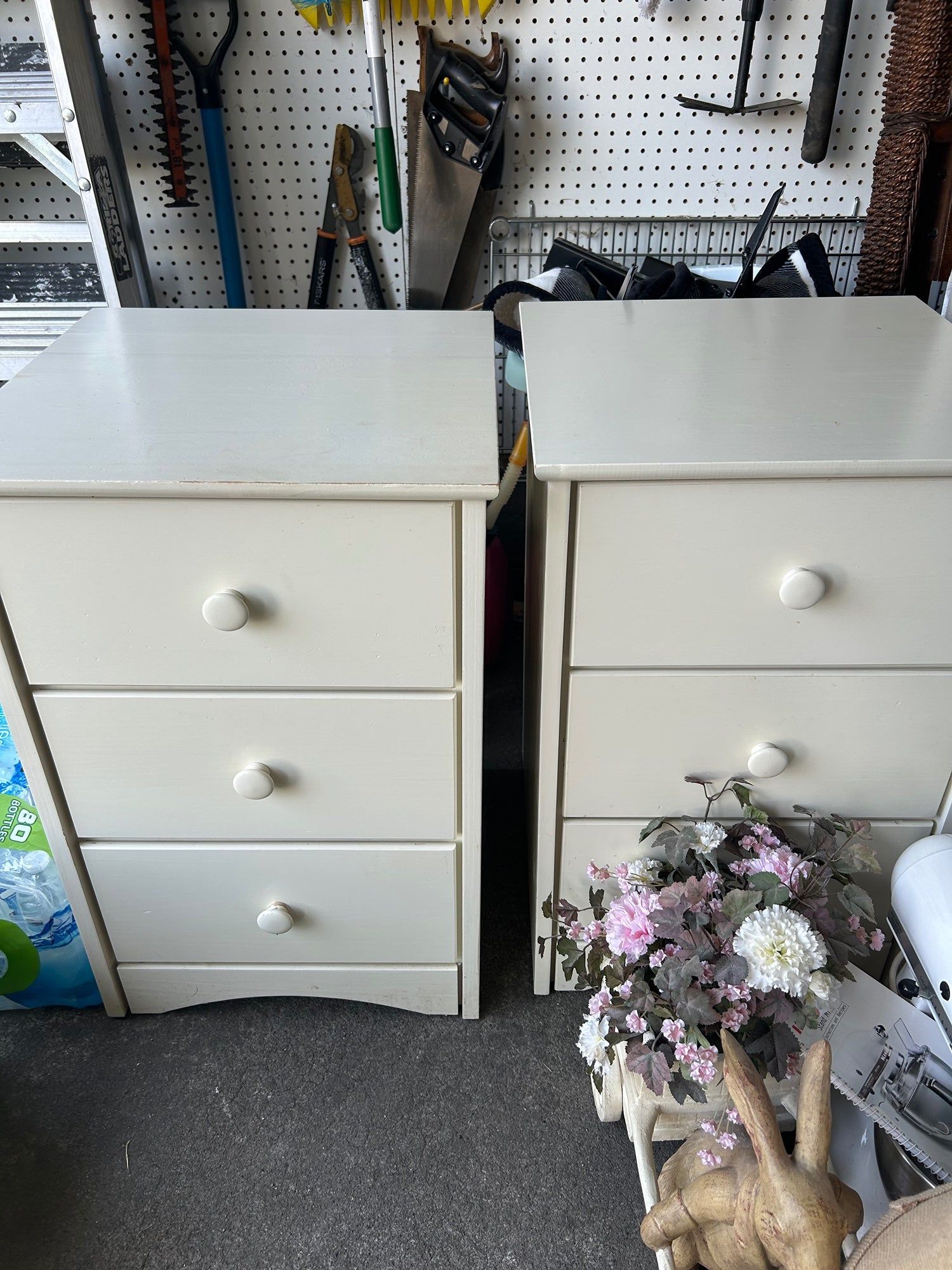 White Side Table with Three Drawers
