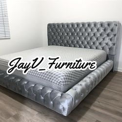 New King Bed Frame With Mattress 