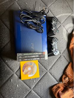 PS3(Blue), cables, controllers, games
