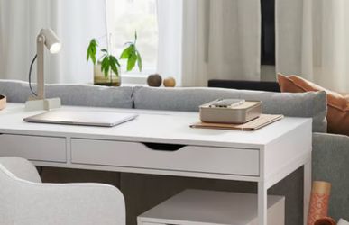Modern white wood desk