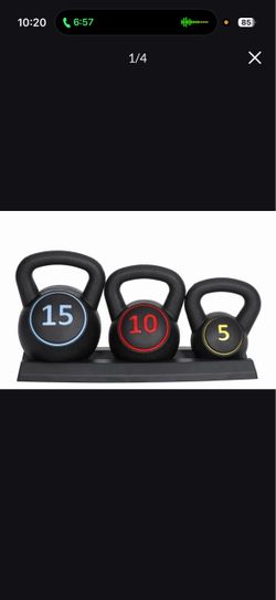 3-Piece Kettlebell Set with Stand (5, 10, 15 lbs)