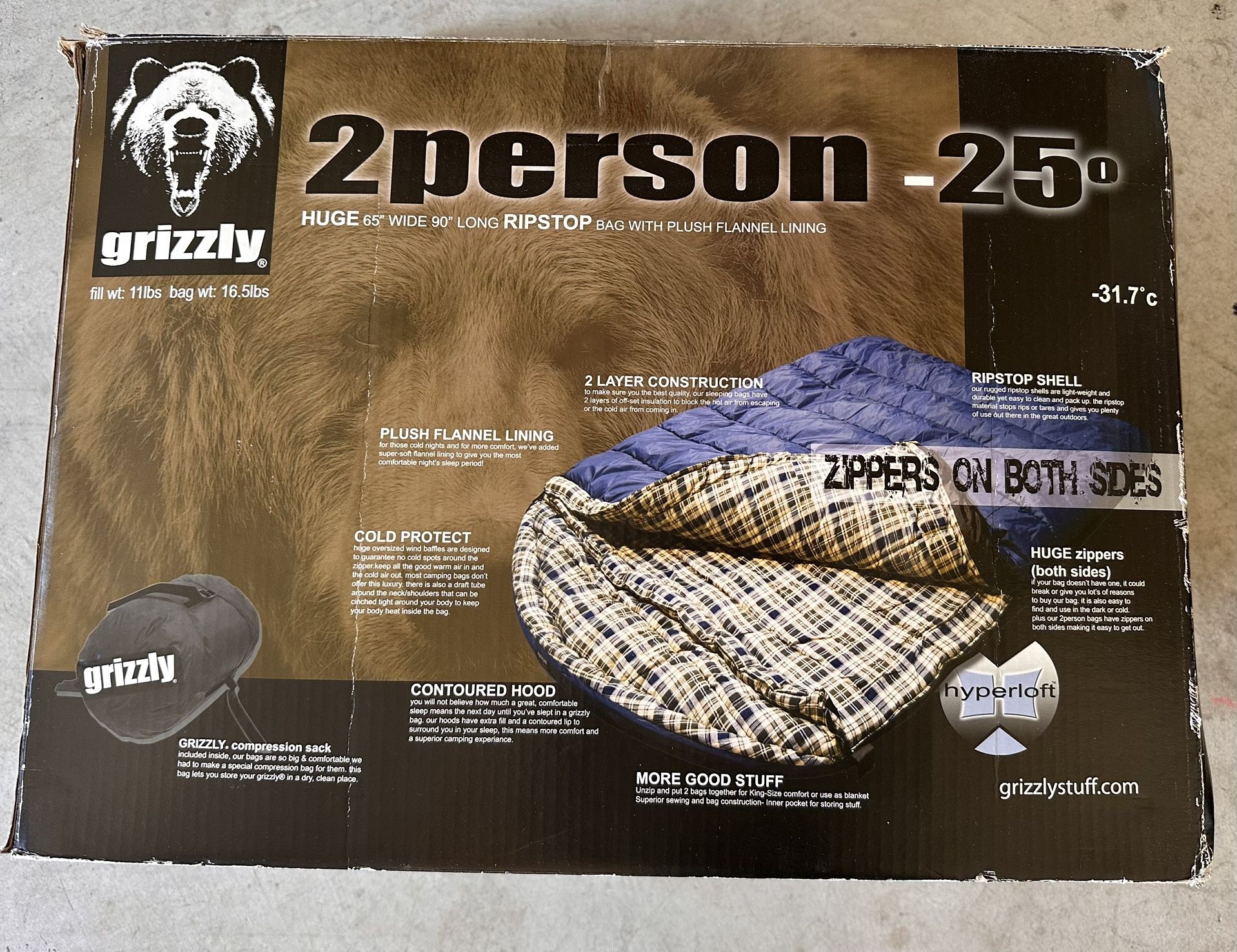 Grizzly Canvas -25 Degree, 2 Person Sleeping Bag