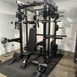 Smith Machine 400 | Adjustable Bench | 245lb Cast Iron Olympic Weights | 7ft Olympic Bar | Fitness | Gym Equipment | FREE DELIVERY/INSTALLATION 🚚 🛠️