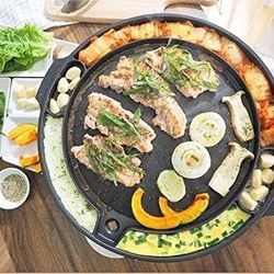 Queen Sense Korean Bbq Samgyeopsal Non-Stick All Powerful Stovetop Grill Pan – Drain Grease System