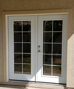 New french doors with 10-lite internal grills—squares