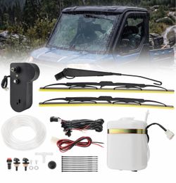 165° UTV Windshield Wiper Kit 12V Electric Wiper Motor w/ Arm&Blade 1.8L Washer Bottle, Universal 3 Position Switch, Compatible with Can Am X3 Defende