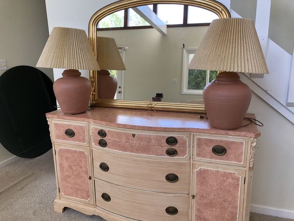 Antique Buffet With Mirror >> Antique Buffet And Mirror And 2 Terra Cotta Lamps For Sale In Antique Buffet With Mirror >> Antique Buffet And Mirror And 2 Terra Cotta Lamps For Sale In