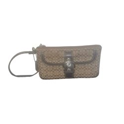 Coach Soho Brown Jacquard Canvas Signature Mini C Wristlet
