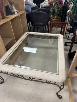 Stone and Glass Top Coffee Table - 48” x 36”