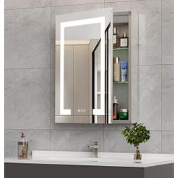 20 * 26 SmartLED Lighted Bathroom Medicine Cabinet Mirror with Touch Control, 3-Color Temperature, Stepless Dimming, 1-Hour Auto-Off Ideal for Modern 