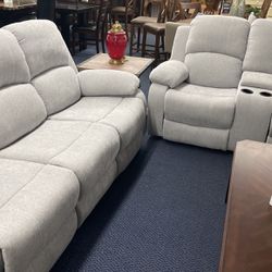 Two Pieces Sofa And Love Seat Recliner Set 