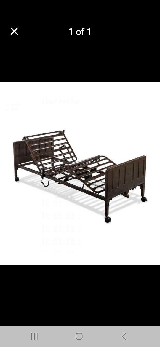 Electric, heavy-duty, adjustable, twin size Hospital Bed w/mattress, half rails, etc.