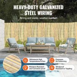 669#Natural Bamboo Fence Privacy Screen, Eco-Friendly Privacy Bamboo Slat Fence, 6 ft H x 13 ft L Decorative Bamboo Screen Panel, for Garden, Backyard