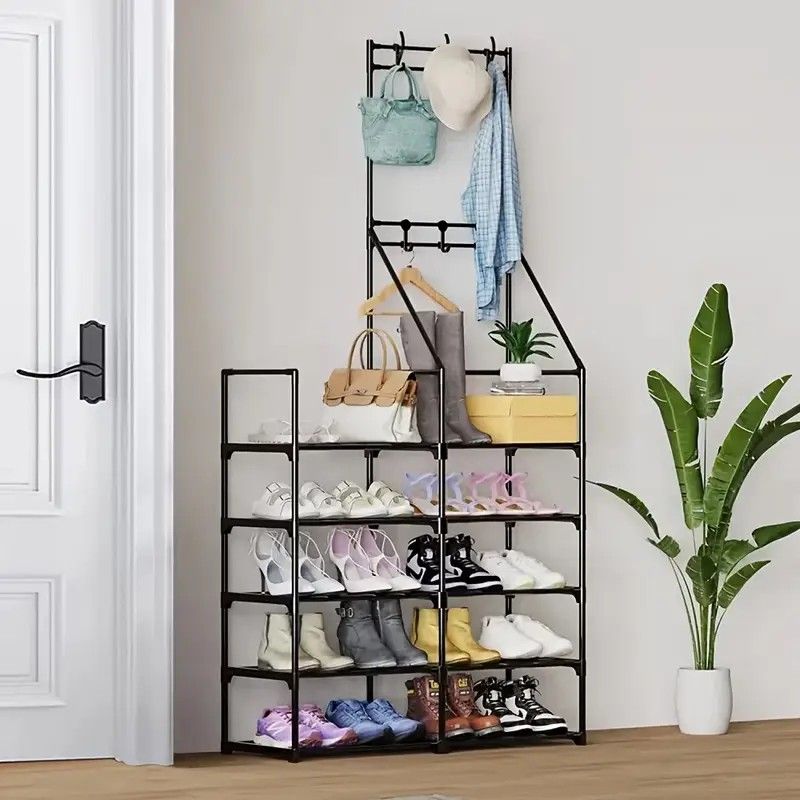 5-Tier Shoe Rack Shoe Storage Organizer, Freestanding Coat And Shoe Rack, 25-30 Pairs Shoe Shelf for Entryway Closet