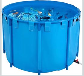 KOI Aquarium Tank Above Ground Fish Pond, 450 Gallon Foldable Canvas Fish Pool Pond, Outdoor/Indoor Round No Dig Turtle Goldfish Pond with 304SS Frame