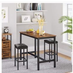 Bar Table, High top Table for Dining Room and Living Room, Rustic Brown. Bar stools not included