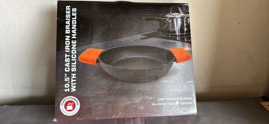 10.5” cast iron braiser with silicone handles