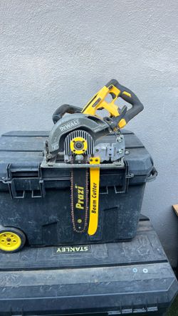 60V Dewalt saw with beam cutter adapter