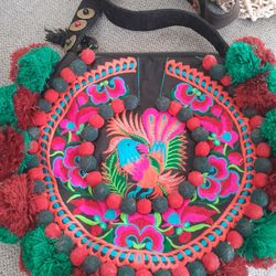 Embroidered Crossbody Colorful Bird
