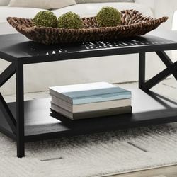 Black Farmhouse Rectangle Coffee Table 