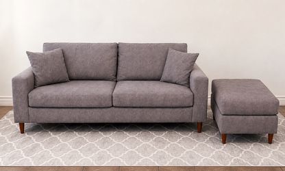 Modern Gray Sofa with Matching Ottoman | Excellent Condition