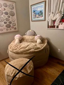 Corduroys Adult Bean Bag Chair / bed  - NEST Bunny Fur