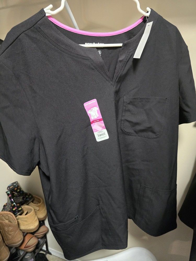 Black Scrub Top Short Sleeve