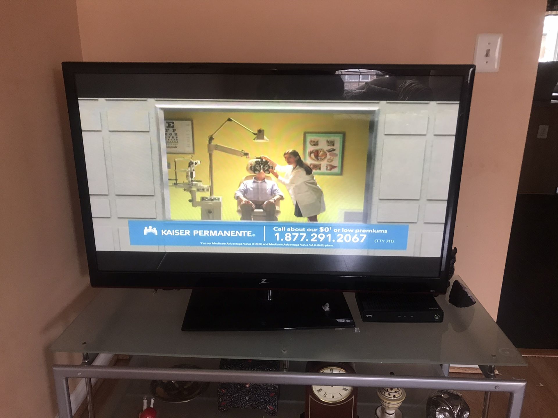 46” flat TV and stand