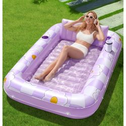 SLOOSH Inflatable Tanning Pool Lounger Float, 70" x 46"