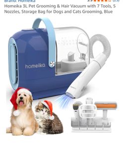Homeika 3L Pet Grooming & Hair Vacuum with 7 Tools, 5 Nozzles, Storage Bag for Dogs and Cats Groomin