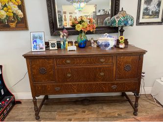 Solid wood Oak sideboard and china cabinet