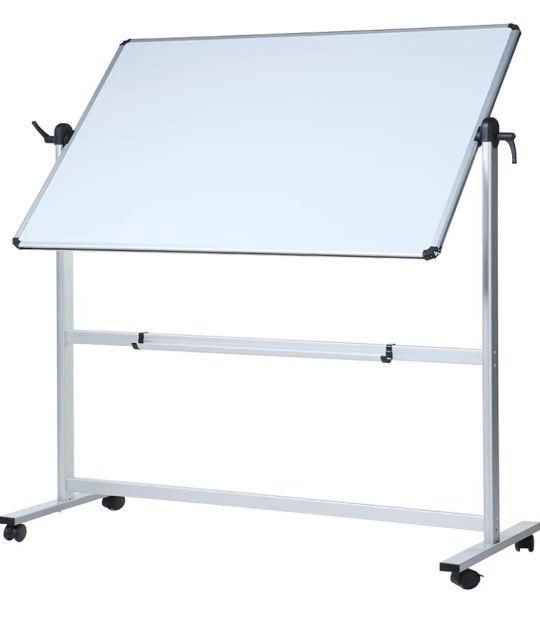 VIZ-PRO Double-Sided Magnetic Mobile Whiteboard,44 x 30 Inches Aluminium Frame and Stand