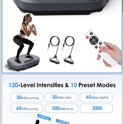 Vibration Plate, 120 Intensity Levels & 10 Modes Vibrating Plate Exercise Machine, 200kg Vibration Fitness Trainers with LED Screen and Wireless Remot